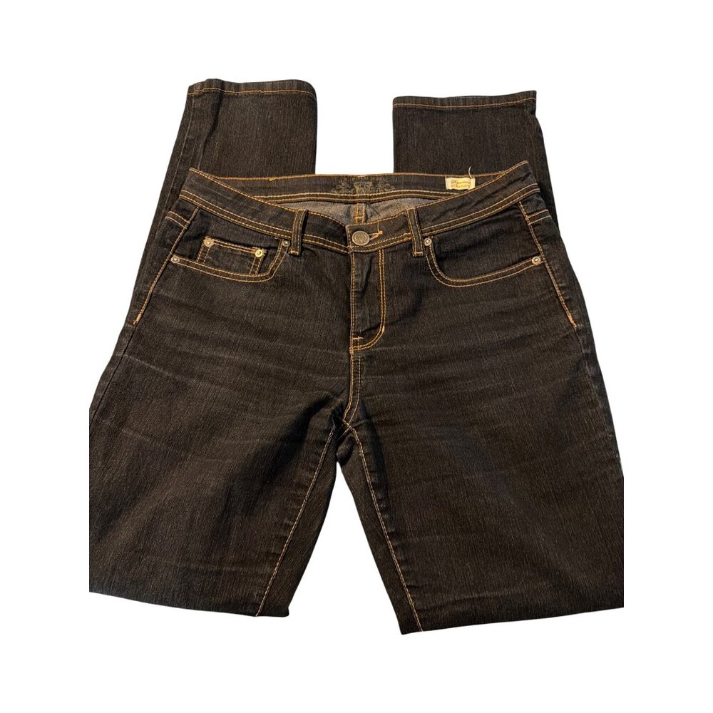US Polo Assn Straight Dark Wash Blue Denim Jeans Yellow Stitching Size 8